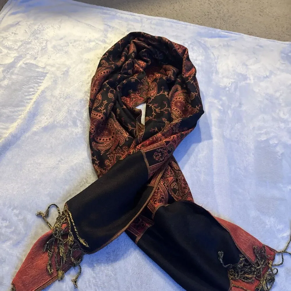 Unbranded Viscose Wool & Cotton Blend Scarf Shawl,Paisley, Multicolored Scarf